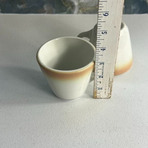 Shenango China Mug Set of 2 Ivory With Yellow Rim Ombre Heavy - Picture 4 of 5